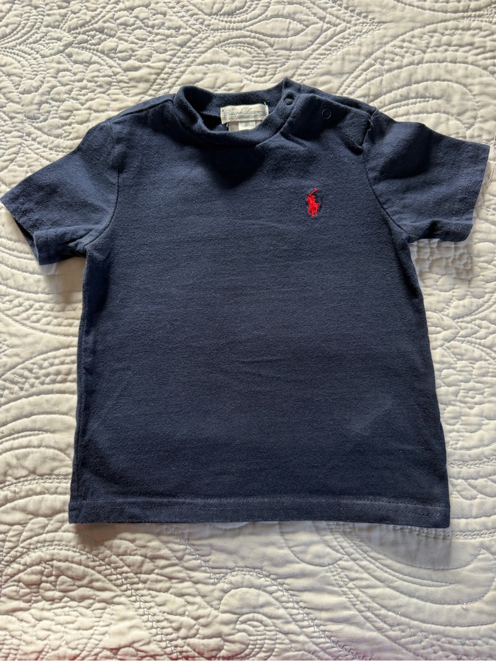 Ralph Lauren Navy Short-Sleeve Polo Tee with Red Pony - Kids
